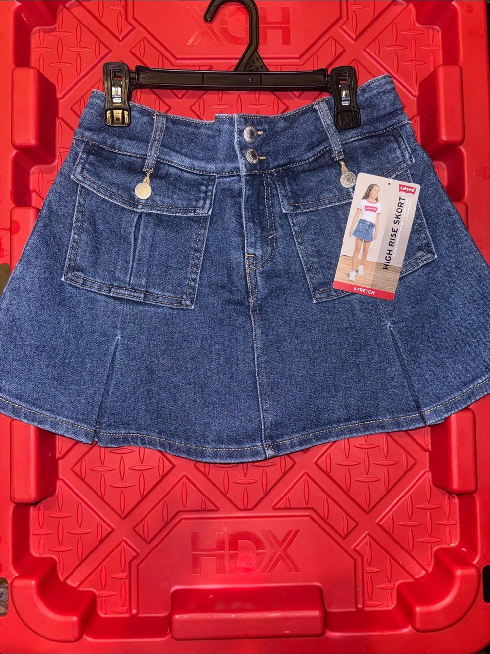 Levi's Girls Dark Blue Denim high rise Skort with Front Patch Pockets